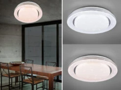 Reality Leuchten LED Deckenleuchte ATRIA Fernbedienung, Dimmbar Sternenhimmel, Weiß Ø38cm