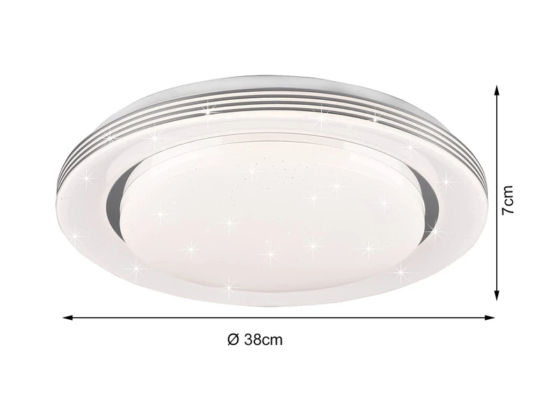 Reality Leuchten LED Deckenleuchte ATRIA Fernbedienung, Dimmbar Sternenhimmel, Weiß Ø38cm 9 Reality Leuchten LED Deckenleuchte ATRIA Fernbedienung, Dimmbar Sternenhimmel, Weiß Ø38cm – Bild 7