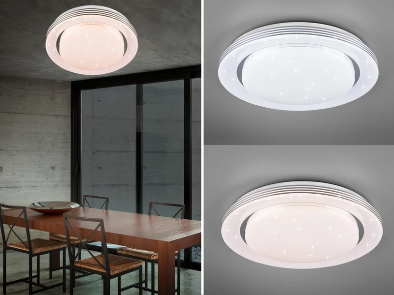 Reality Leuchten LED Deckenleuchte ATRIA Fernbedienung, Dimmbar Sternenhimmel, Weiß Ø38cm 3 Reality Leuchten LED Deckenleuchte ATRIA Fernbedienung, Dimmbar Sternenhimmel, Weiß Ø38cm