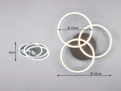 Reality Leuchten LED Deckenleuchte CIRCLE Weiß 3 Ringe Verstellbar, Nachtlicht Ø43cm -Bestes Beleuchtungs Geschäft led deckenleuchte circle weiss 3 ringe verstellbar 4