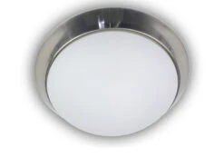 Niermann LED Deckenleuchte / Deckenschale, Opalglas Matt, Dekorring Nickel Matt, Ø 35cm
