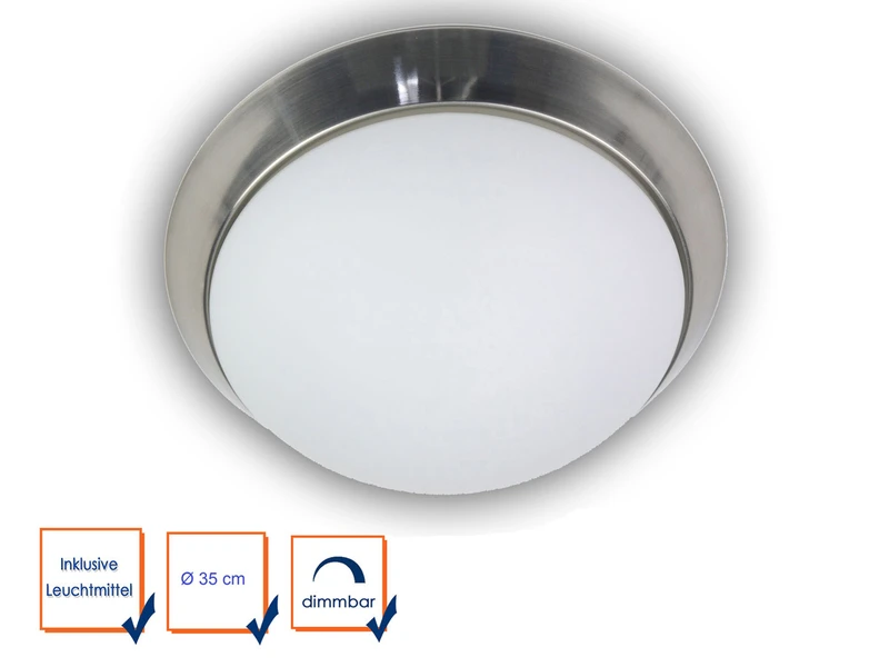 Niermann LED Deckenleuchte / Deckenschale, Opalglas Matt, Dekorring Nickel Matt, Ø 35cm 4 Niermann LED Deckenleuchte / Deckenschale, Opalglas Matt, Dekorring Nickel Matt, Ø 35cm – Bild 2