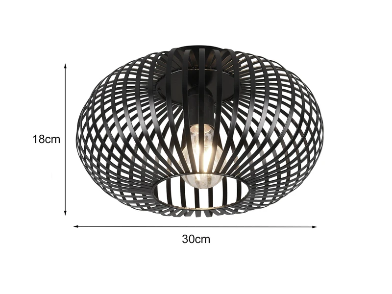 Trio Leuchten LED Deckenleuchte Gitter Lampenschirm Metall In Schwarz Ø 30cm 6 Trio Leuchten LED Deckenleuchte Gitter Lampenschirm Metall In Schwarz Ø 30cm – Bild 4