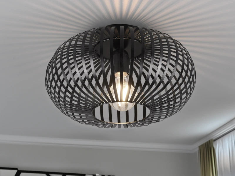 Trio Leuchten LED Deckenleuchte Gitter Lampenschirm Metall In Schwarz Ø 30cm 3 Trio Leuchten LED Deckenleuchte Gitter Lampenschirm Metall In Schwarz Ø 30cm