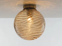 MeineWunschleuchte LED Deckenleuchte Glaskugel Wellenmuster Champagner, Globe Ø25cm -Bestes Beleuchtungs Geschäft led deckenleuchte glaskugel wellenmuster champagne 2