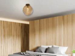 MeineWunschleuchte LED Deckenleuchte Glaskugel Wellenmuster Champagner, Globe Ø25cm -Bestes Beleuchtungs Geschäft led deckenleuchte glaskugel wellenmuster champagne 4