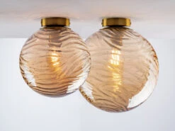 MeineWunschleuchte LED Deckenleuchte Glaskugel Wellenmuster Champagner, Globe Ø25cm -Bestes Beleuchtungs Geschäft led deckenleuchte glaskugel wellenmuster champagne 9