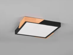 Reality Leuchten LED Deckenleuchte META Eckig 31x31cm Schwarz-Holzoptik, 3 Stufen Dimmer -Bestes Beleuchtungs Geschäft led deckenleuchte meta eckig 31x31cm schwarz holzo 3
