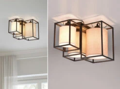 MeineWunschleuchte LED Deckenleuchte Metall Mit Drei Stoffschirmen Breite 40cm