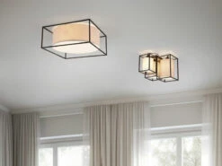 MeineWunschleuchte LED Deckenleuchte Metall Mit Drei Stoffschirmen Breite 40cm -Bestes Beleuchtungs Geschäft led deckenleuchte metall mit drei stoffschirmen br 5