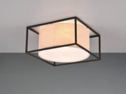 MeineWunschleuchte LED Deckenleuchte Metall Mit Stoffschirm, Quadratisch 30x30cm