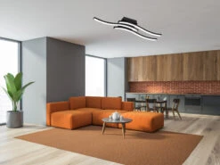 Reality Leuchten LED Deckenleuchte ROUTE 3 Flammig Metall Schwarz 56x12cm Warmweiß -Bestes Beleuchtungs Geschäft led deckenleuchte route 3 flammig metall schwarz 5 6