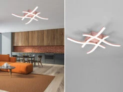 Reality Leuchten LED Deckenleuchte ROUTE 4 Flammig Metall Roségold 46x46cm Neutralweiß