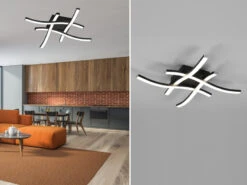 Reality Leuchten LED Deckenleuchte ROUTE 4 Flammig Metall Schwarz 46x46cm Neutralweiß