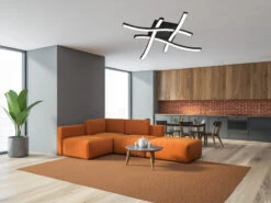 Reality Leuchten LED Deckenleuchte ROUTE 4 Flammig Metall Schwarz 46x46cm Neutralweiß -Bestes Beleuchtungs Geschäft led deckenleuchte route 4 flammig metall schwarz 4 7