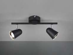 Reality Leuchten LED Deckenspot Strahler TOULOUSE Schwarz Matt 2 Flammig Mit Schwenkbaren Spots