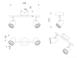 Reality Leuchten LED Deckenspot Strahler TOULOUSE Schwarz Matt 2 Flammig Mit Schwenkbaren Spots -Bestes Beleuchtungs Geschäft led deckenspot strahler toulouse schwarz matt 2 fl 4
