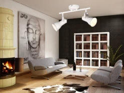 MeineWunschleuchte LED Deckenstrahler 2 Flammig Verstellbare Metallschirme In Weiß, Breite 30cm -Bestes Beleuchtungs Geschäft led deckenstrahler 2 flammig verstellbare metallsc 2