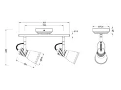 MeineWunschleuchte LED Deckenstrahler 2 Flammig Verstellbare Metallschirme In Weiß, Breite 30cm -Bestes Beleuchtungs Geschäft led deckenstrahler 2 flammig verstellbare metallsc 3