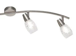 MeineWunschleuchte LED Deckenstrahler Dimmbar 4 Flammig Matt Silber Dekorglas Satiniert, 79cm Breit -Bestes Beleuchtungs Geschäft led deckenstrahler dimmbar 4 flammig matt silber d 2