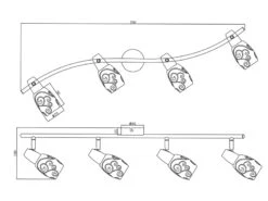 MeineWunschleuchte LED Deckenstrahler Dimmbar 4 Flammig Matt Silber Dekorglas Satiniert, 79cm Breit -Bestes Beleuchtungs Geschäft led deckenstrahler dimmbar 4 flammig matt silber d 4