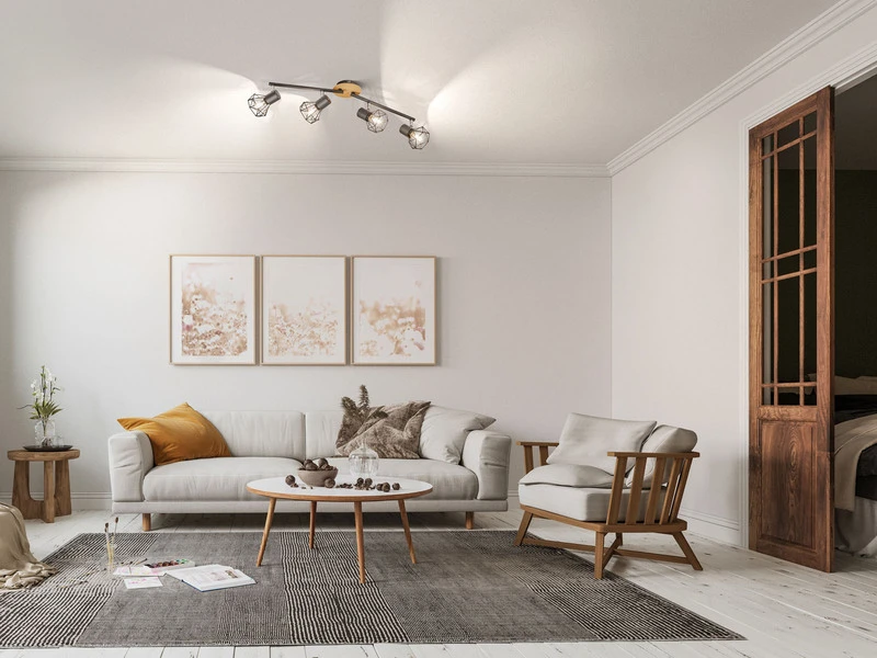 MeineWunschleuchte LED Deckenstrahler Grau / Holz 4flammig, Gitterlampe Schwenkbar, 60cm Lang 5 MeineWunschleuchte LED Deckenstrahler Grau / Holz 4flammig, Gitterlampe Schwenkbar, 60cm Lang – Bild 3