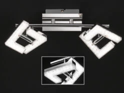 Wofi LED Deckenstrahler LEA Silber Chrom Mit Kristalleffekt, Breite 34cm