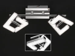 Wofi LED Deckenstrahler LEA Silber Chrom Mit Kristalleffekt, Breite 34cm -Bestes Beleuchtungs Geschäft led deckenstrahler lea silber chrom mit kristallef 3