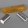 MeineWunschleuchte LED Deckenstrahler Silber Mit Holz 2-flammig Spots Schwenkbar -Bestes Beleuchtungs Geschäft led deckenstrahler silber mit holz 2 flammig spots