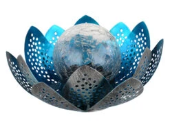 Globo LED Deko Solarleuchte Seerose Mit Crackle Glaskugel, Silber-Blau Ø25cm -Bestes Beleuchtungs Geschäft led deko solarleuchte seerose mit crackle glaskuge 4