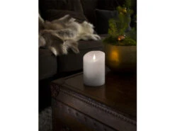 Konstsmide LED Echtwachskerze Mit Flamme & Timer, Ø 10cm, Höhe 14cm, Batteriebetrieb -Bestes Beleuchtungs Geschäft led echtwachskerze mit flamme timer 10cm hoehe 14c 5