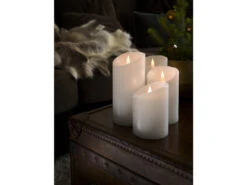 Konstsmide LED Echtwachskerze Mit Flamme & Timer, Ø 10cm, Höhe 14cm, Batteriebetrieb -Bestes Beleuchtungs Geschäft led echtwachskerze mit flamme timer 10cm hoehe 14c 6