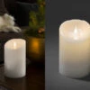 Konstsmide LED Echtwachskerze Mit Flamme & Timer, Ø 10cm, Höhe 16cm, Batteriebetrieb -Bestes Beleuchtungs Geschäft led echtwachskerze mit flamme timer 10cm hoehe 16c