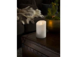 Konstsmide LED Echtwachskerze Mit Flamme & Timer, Ø 10cm, Höhe 16cm, Batteriebetrieb -Bestes Beleuchtungs Geschäft led echtwachskerze mit flamme timer 10cm hoehe 16c 5