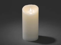 Konstsmide LED Echtwachskerze Mit Flamme & Timer, Ø 10cm, Höhe 21,5cm, Batteriebetrieb -Bestes Beleuchtungs Geschäft led echtwachskerze mit flamme timer 10cm hoehe 215 2