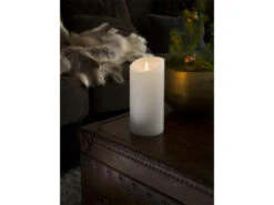 Konstsmide LED Echtwachskerze Mit Flamme & Timer, Ø 10cm, Höhe 21,5cm, Batteriebetrieb -Bestes Beleuchtungs Geschäft led echtwachskerze mit flamme timer 10cm hoehe 215 5