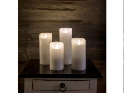 Konstsmide LED Echtwachskerze Mit Flamme & Timer, Ø 7,5cm, Höhe 17,5cm, Batteriebetrieb -Bestes Beleuchtungs Geschäft led echtwachskerze mit flamme timer 75cm hoehe 175 6