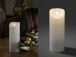 Konstsmide LED Echtwachskerze Mit Flamme & Timer, Ø 7,5cm, Höhe 20,5cm, Batteriebetrieb