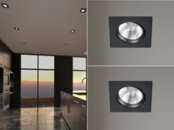 Trio Leuchten LED Einbaustrahler 2 Stück Eckig Schwenkbar Dimmbar Schwarz 5,5W Deckenlampen