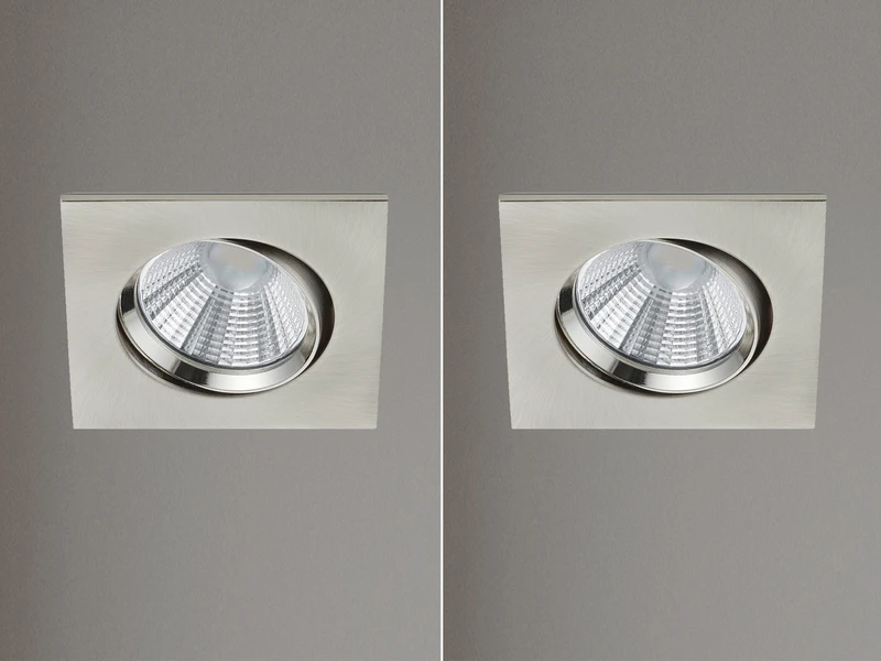 Trio Leuchten LED Einbaustrahler 2er Set Eckig Schwenkbar Dimmbar Nickel Matt 5,5W Deckenlampe 5 Trio Leuchten LED Einbaustrahler 2er Set Eckig Schwenkbar Dimmbar Nickel Matt 5,5W Deckenlampe – Bild 3