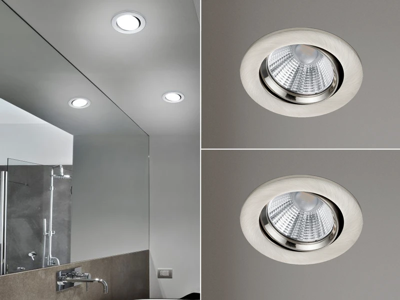 Trio Leuchten LED Einbaustrahler 2er Set Rund Schwenkbar Dimmbar Nickel Matt 5,5W Deckenlampe 3 Trio Leuchten LED Einbaustrahler 2er Set Rund Schwenkbar Dimmbar Nickel Matt 5,5W Deckenlampe