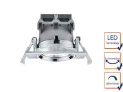 Trio Leuchten LED Einbaustrahler Decke 2er Set Eckig Schwenkbar Dimmbar Chrom Glänzend 5,5W -Bestes Beleuchtungs Geschäft led einbaustrahler decke 2er set eckig schwenkbar 1 2