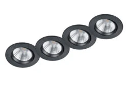 Trio Leuchten LED Einbaustrahler Rund 4er Set Ø 8,5cm Schwenkbar Dimmbar Schwarz Matt 5,5W -Bestes Beleuchtungs Geschäft led einbaustrahler rund 4er set 85cm schwenkbar di 1