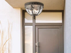 MeineWunschleuchte LED Jugendstil Deckenleuchte Für Innen & Außen, Anthrazit Ø30,5cm