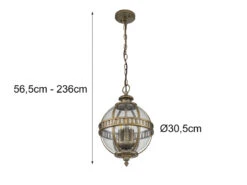 MeineWunschleuchte LED Jugendstil Pendelleuchte Für Innen & Außen, Bronze Ø30,5cm -Bestes Beleuchtungs Geschäft led jugendstil pendelleuchte fuer innen aussen bro 3