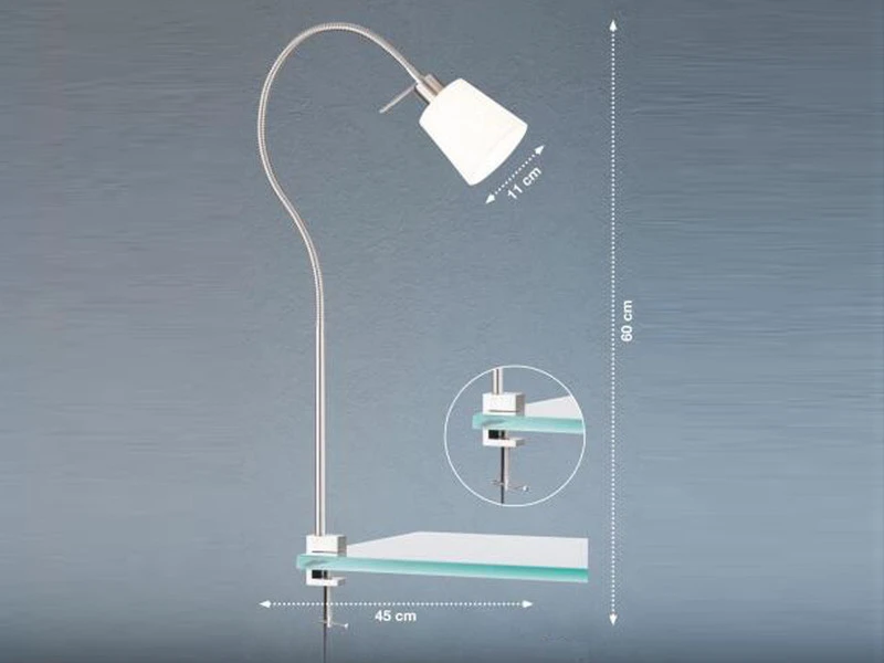 MeineWunschleuchte LED Klemmlampe Mit Leinen Lampenschirm Weiß & Schwanenhals 5 MeineWunschleuchte LED Klemmlampe Mit Leinen Lampenschirm Weiß & Schwanenhals – Bild 3
