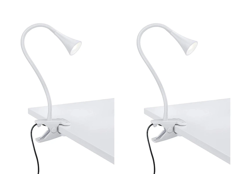 Reality Leuchten LED Klemmleuchten 2er SET 1 Flammig Kunststoff Schwanenhalslampe In Weiß 4 Reality Leuchten LED Klemmleuchten 2er SET 1 Flammig Kunststoff Schwanenhalslampe In Weiß – Bild 2