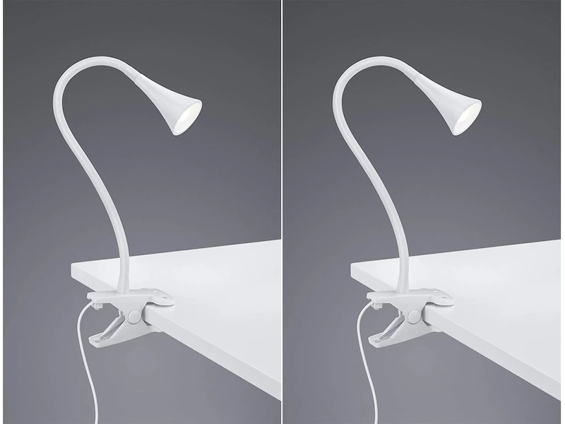 Reality Leuchten LED Klemmleuchten 2er SET 1 Flammig Kunststoff Schwanenhalslampe In Weiß 3 Reality Leuchten LED Klemmleuchten 2er SET 1 Flammig Kunststoff Schwanenhalslampe In Weiß