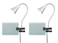 Reality Leuchten LED Klemmleuchten 2er SET 1 Flammige Kunststoff Schwanenhalslampe In Silber -Bestes Beleuchtungs Geschäft led klemmleuchten 2er set 1 flammige kunststoff sc 1