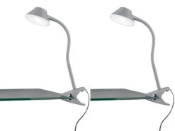 MeineWunschleuchte LED Klemmleuchten 2er Set Flexibel, Kunststoff Titanfarben, 26cm Hoch -Bestes Beleuchtungs Geschäft led klemmleuchten 2er set flexibel kunststoff tita 1